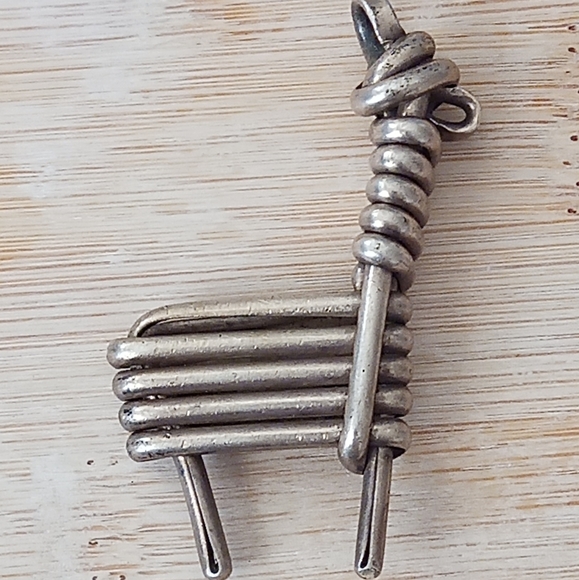 Vintage Sterling Silver Large Wire Wrapped Figural Pendant - Picture 4 of 7